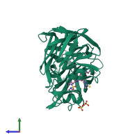PDB entry 1epp coloured by chain, side view.