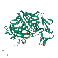 PDB entry 1epq coloured by chain, front view.