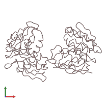 PDB entry 1eps coloured by chain, front view.