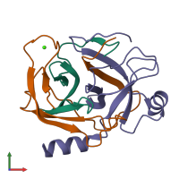 PDB entry 1ept coloured by chain, front view.