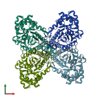 PDB entry 1epx coloured by chain, front view.
