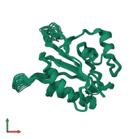 PDB entry 1eq0 coloured by chain, ensemble of 20 models, front view.