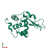 PDB entry 1eq5 coloured by chain, front view.