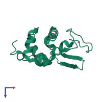 PDB entry 1eq5 coloured by chain, top view.