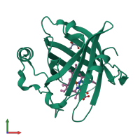 PDB entry 1eqd coloured by chain, front view.