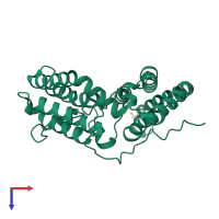 PDB entry 1eqf coloured by chain, top view.