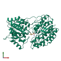 PDB entry 1eqj coloured by chain, front view.