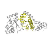 The deposited structure of PDB entry 1eqn contains 5 copies of Pfam domain PF13155 (Toprim-like) in DNA primase. Showing 1 copy in chain A.