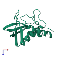 PDB entry 1eqv coloured by chain, top view.