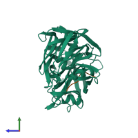 PDB entry 1er8 coloured by chain, side view.