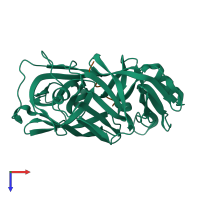 PDB entry 1er8 coloured by chain, top view.