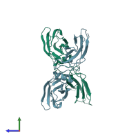 PDB entry 1ern coloured by chain, side view.