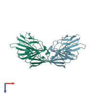 PDB entry 1ern coloured by chain, top view.