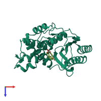 PDB entry 1ero coloured by chain, top view.