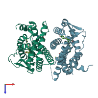 PDB entry 1err coloured by chain, top view.