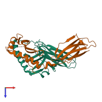 PDB entry 1es0 coloured by chain, top view.