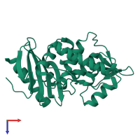 PDB entry 1es2 coloured by chain, top view.