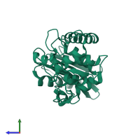 PDB entry 1es5 coloured by chain, side view.