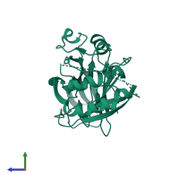 PDB entry 1es6 coloured by chain, side view.