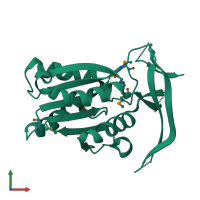 PDB entry 1es8 coloured by chain, front view.