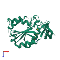 PDB entry 1es8 coloured by chain, top view.