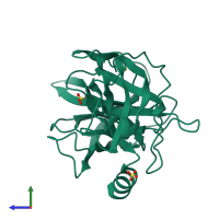 PDB entry 1esa coloured by chain, side view.