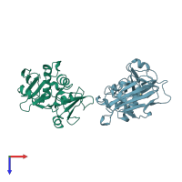 PDB entry 1esf coloured by chain, top view.