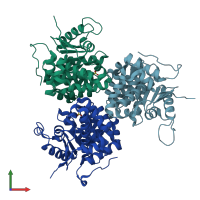 PDB entry 1esj coloured by chain, front view.