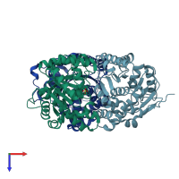 PDB entry 1esj coloured by chain, top view.