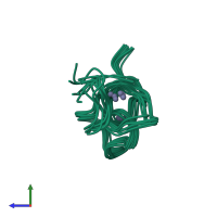 PDB entry 1esk coloured by chain, ensemble of 9 models, side view.