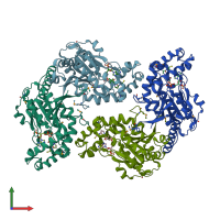 PDB entry 1esm coloured by chain, front view.