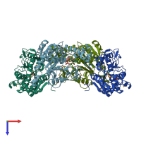 PDB entry 1esm coloured by chain, top view.