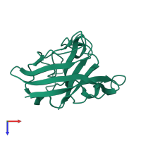 Superoxide dismutase [Cu-Zn] in PDB entry 1eso, assembly 1, top view.