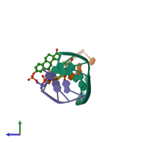 PDB entry 1ess coloured by chain, side view.