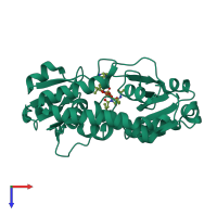 PDB entry 1esz coloured by chain, top view.