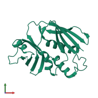 PDB entry 1et9 coloured by chain, front view.