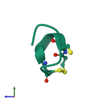 PDB entry 1etn coloured by chain, side view.