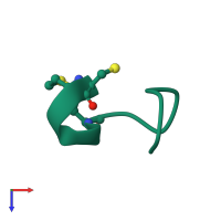 PDB entry 1etn coloured by chain, top view.
