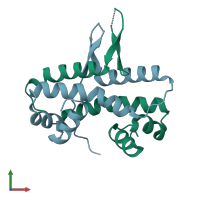 PDB entry 1eto coloured by chain, front view.