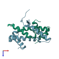 PDB entry 1eto coloured by chain, top view.