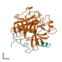 PDB entry 1ets coloured by chain, front view.
