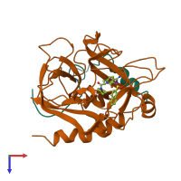 PDB entry 1ets coloured by chain, top view.