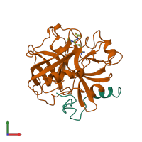 PDB entry 1ett coloured by chain, front view.