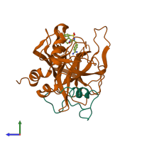 PDB entry 1ett coloured by chain, side view.