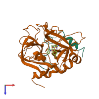 PDB entry 1ett coloured by chain, top view.