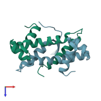 PDB entry 1etw coloured by chain, top view.