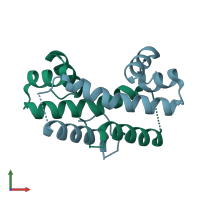 PDB entry 1etx coloured by chain, front view.