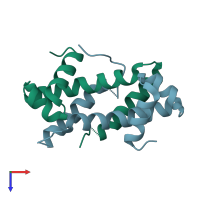 PDB entry 1etx coloured by chain, top view.