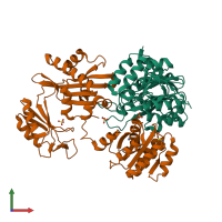 PDB entry 1euc coloured by chain, front view.