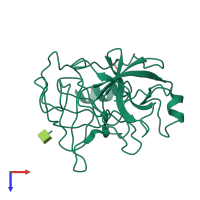 PDB entry 1euf coloured by chain, top view.